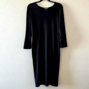 Bodycon Basic Black Dress Plus Size 3/4 Sleeves